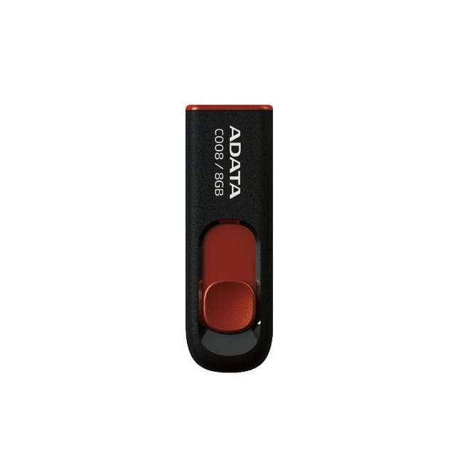 ADATA C008 Capless Sliding USB Flash Drive Black - 8GB 1